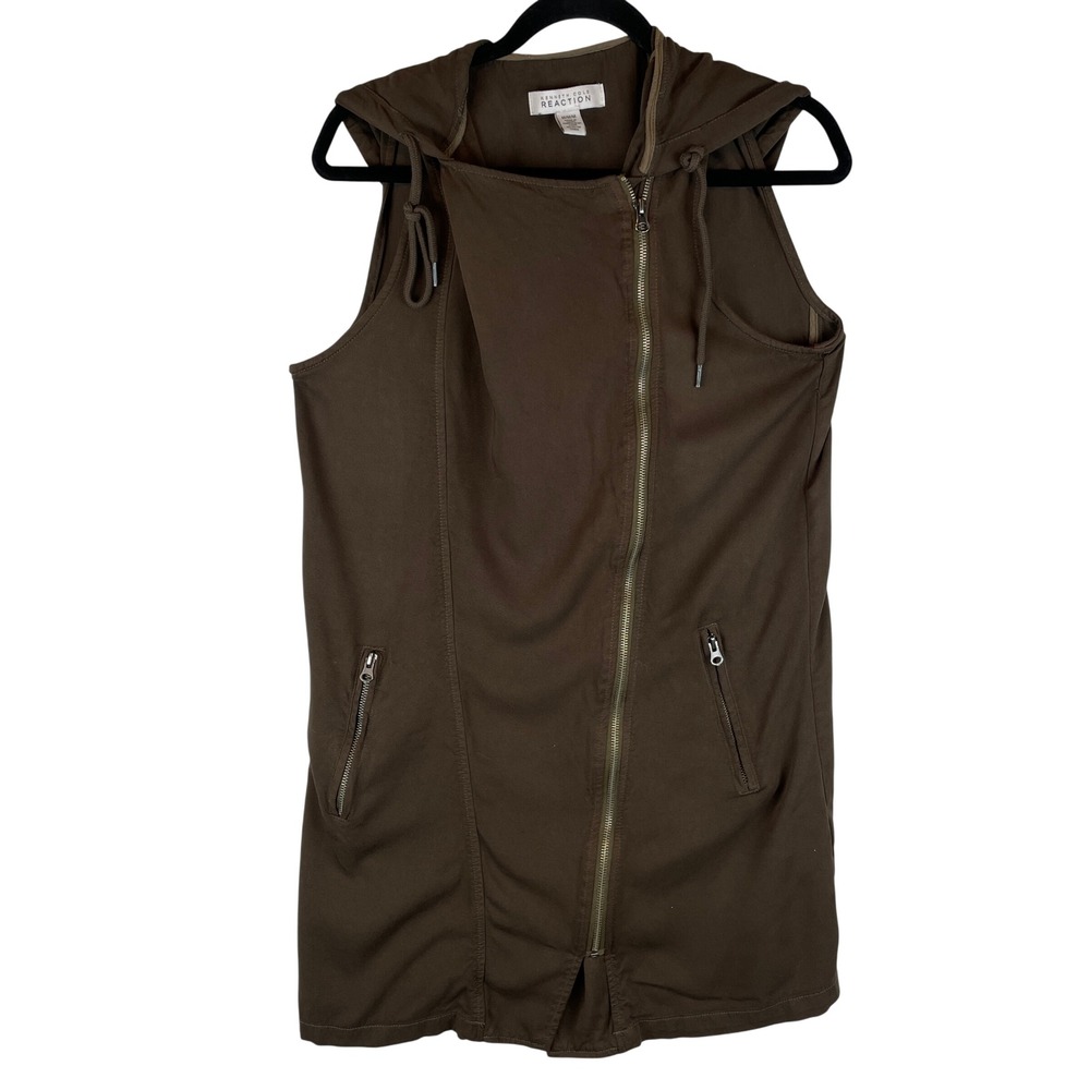 Kenneth‎ Cole Reaction Womens Brown Sleeveless Hooded Zip Dress M